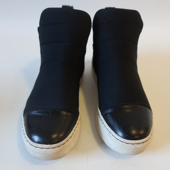 WOMENS MALENE BIRGER BLACK MIXED MEDIA PLATFORM HIGH TOP SNEAKERS 37 US/7 * - Picture 2 of 7